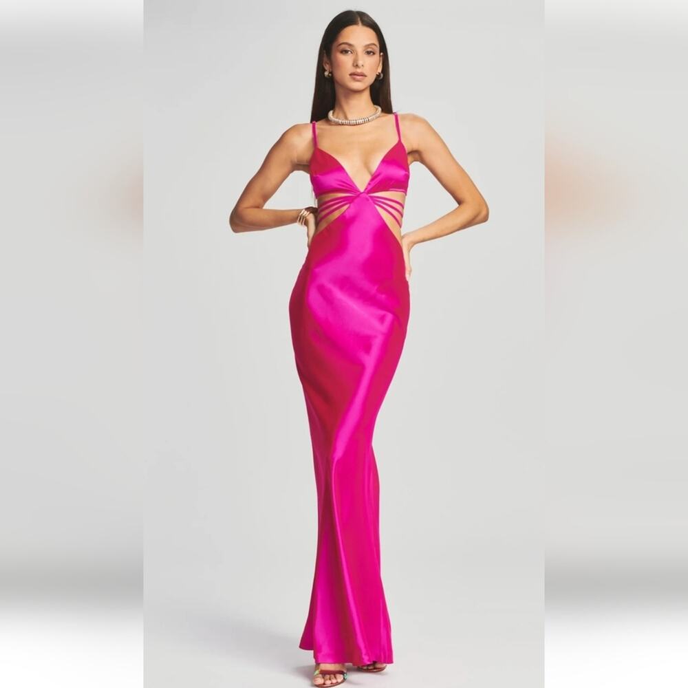 Retrofete Selma Dress in Neon Pink Size XL Cutouts Maxi Sleeveless NWT